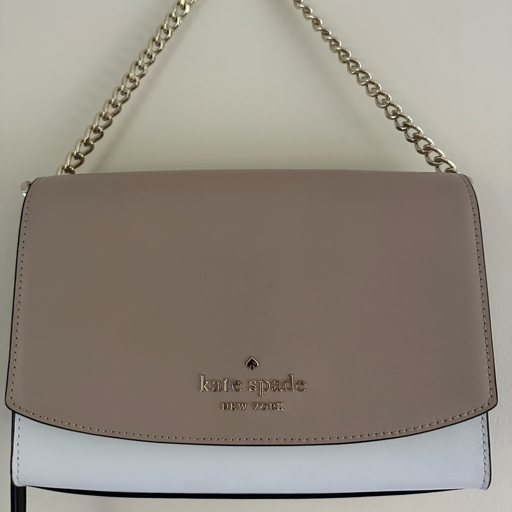 Kate Spade Tan and White Shoulder Bag